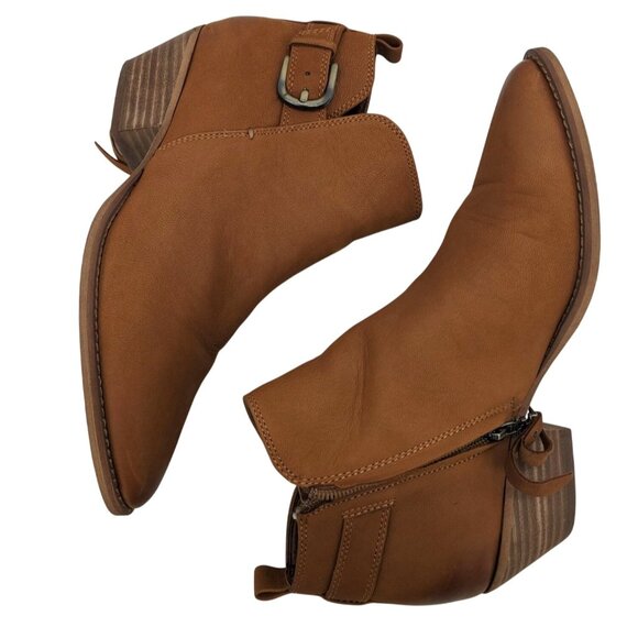 Sam Edelman Western Leather Ankle Booties Women Size 8 Boho Buckle Block Heel - Picture 3 of 13